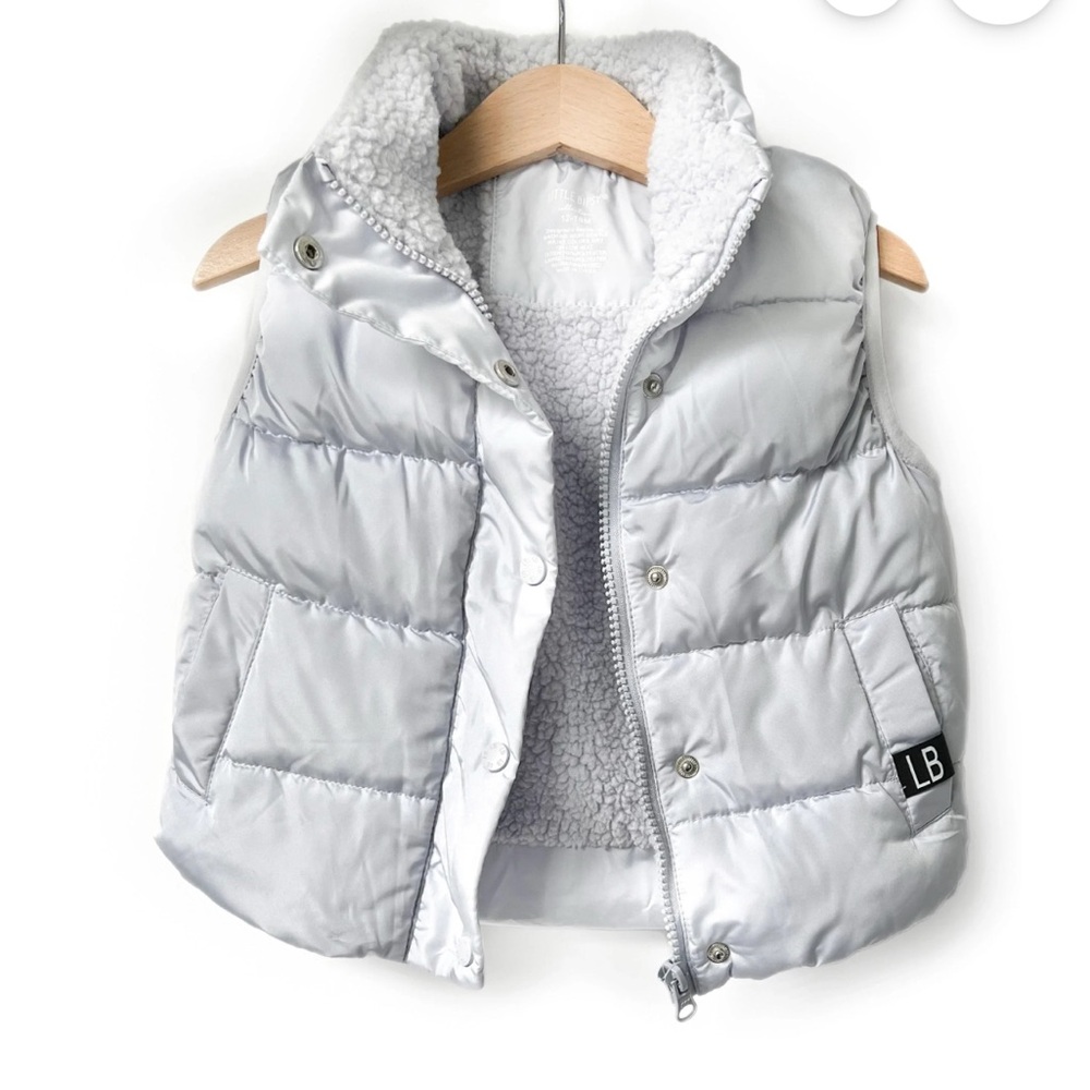 Little Bipsy Puffer Vest with Sherpa Lining in Ice 2T-3T NWT
